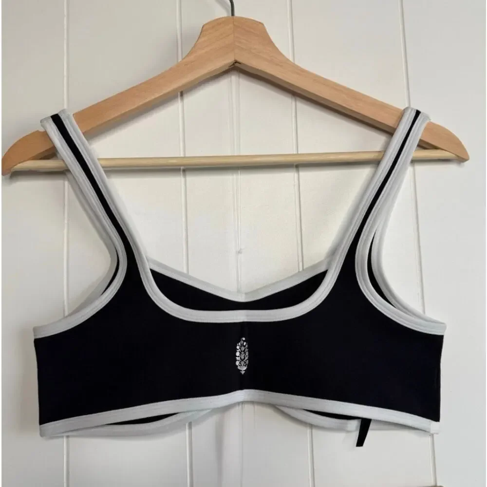 Free People crop top yoga activewear sportswear stretchy workout gym XL black